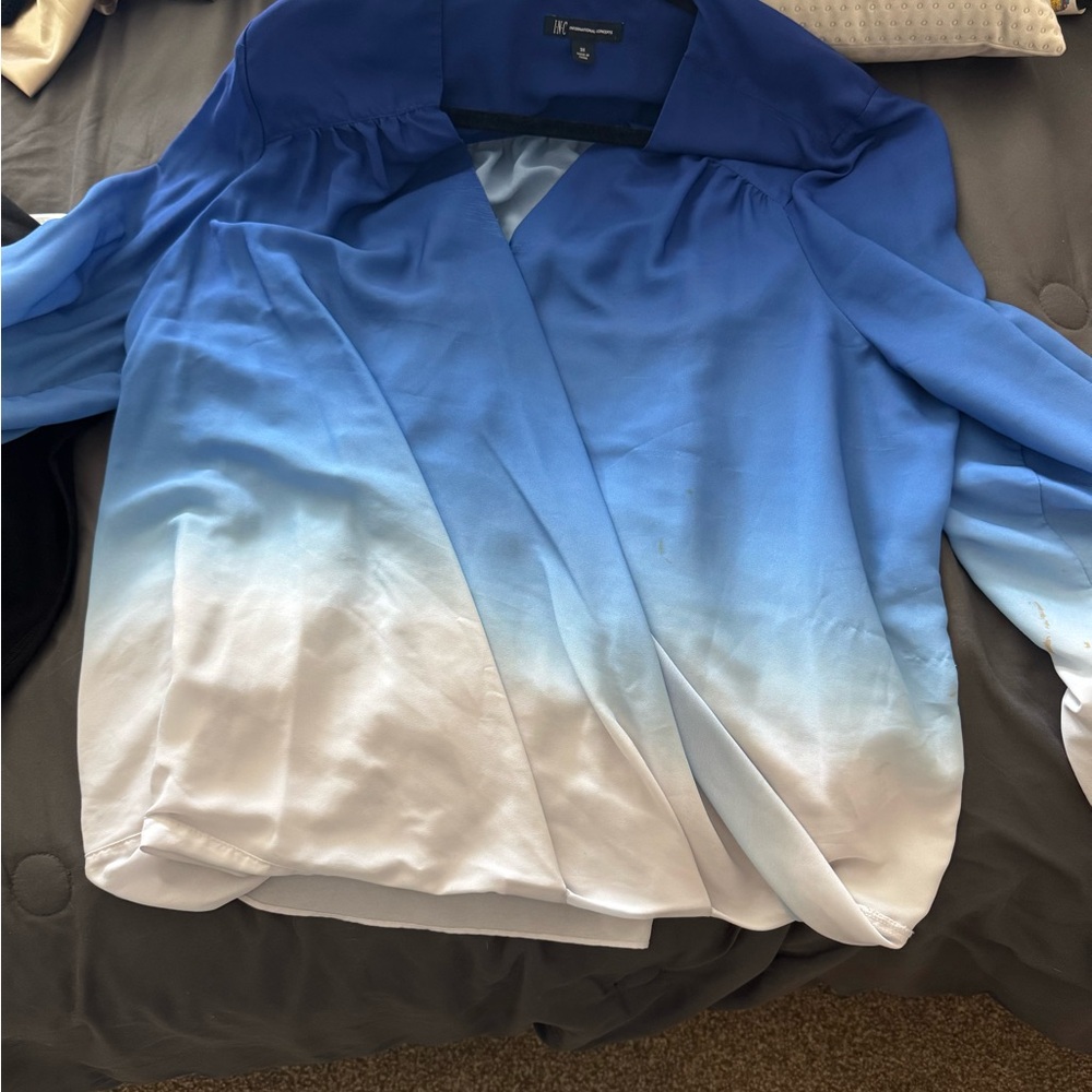 INC International Concepts Blue and White Ombre Blouse - Picture 2 of 2